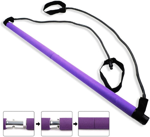 Load image into Gallery viewer, Adjustable Pilates Bar Kit Resistance Band Exercise Stick Toning Gym
