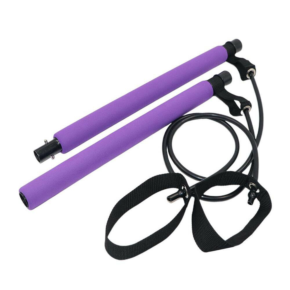 Adjustable Pilates Bar Kit Resistance Band Exercise Stick Toning Gym