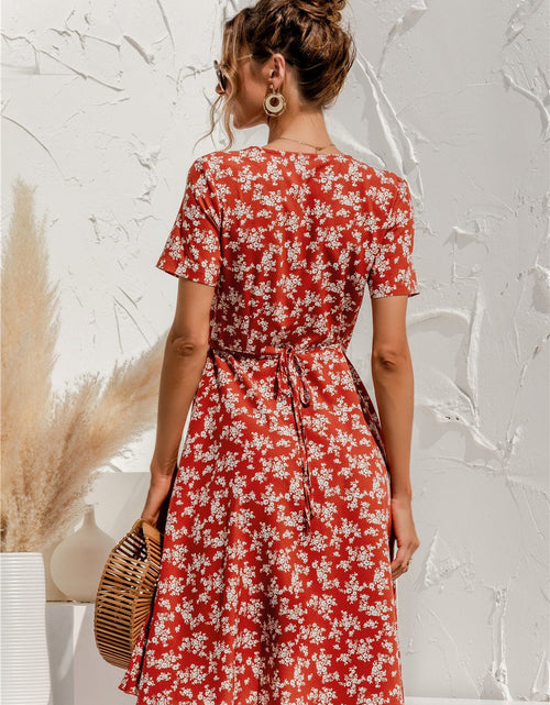 Load image into Gallery viewer, Sexy V Neck Floral Print Boho Beach Dress
