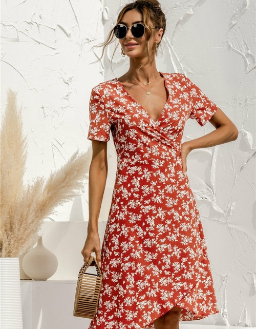 Load image into Gallery viewer, Sexy V Neck Floral Print Boho Beach Dress
