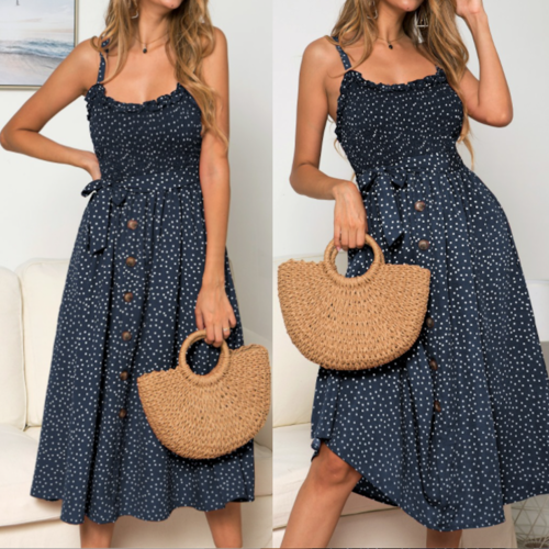 Load image into Gallery viewer, Women Spaghetti Straps Polka Dot Maxi Dress
