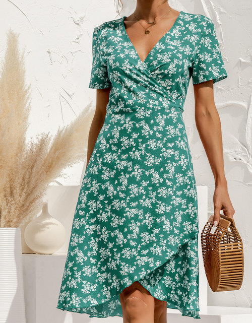 Load image into Gallery viewer, Sexy V Neck Floral Print Boho Beach Dress
