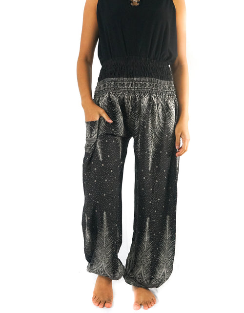 Load image into Gallery viewer, Black PEACOCK Women Harem Pants Boho Pants Hippie Pants
